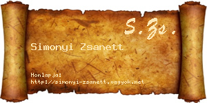 Simonyi Zsanett névjegykártya